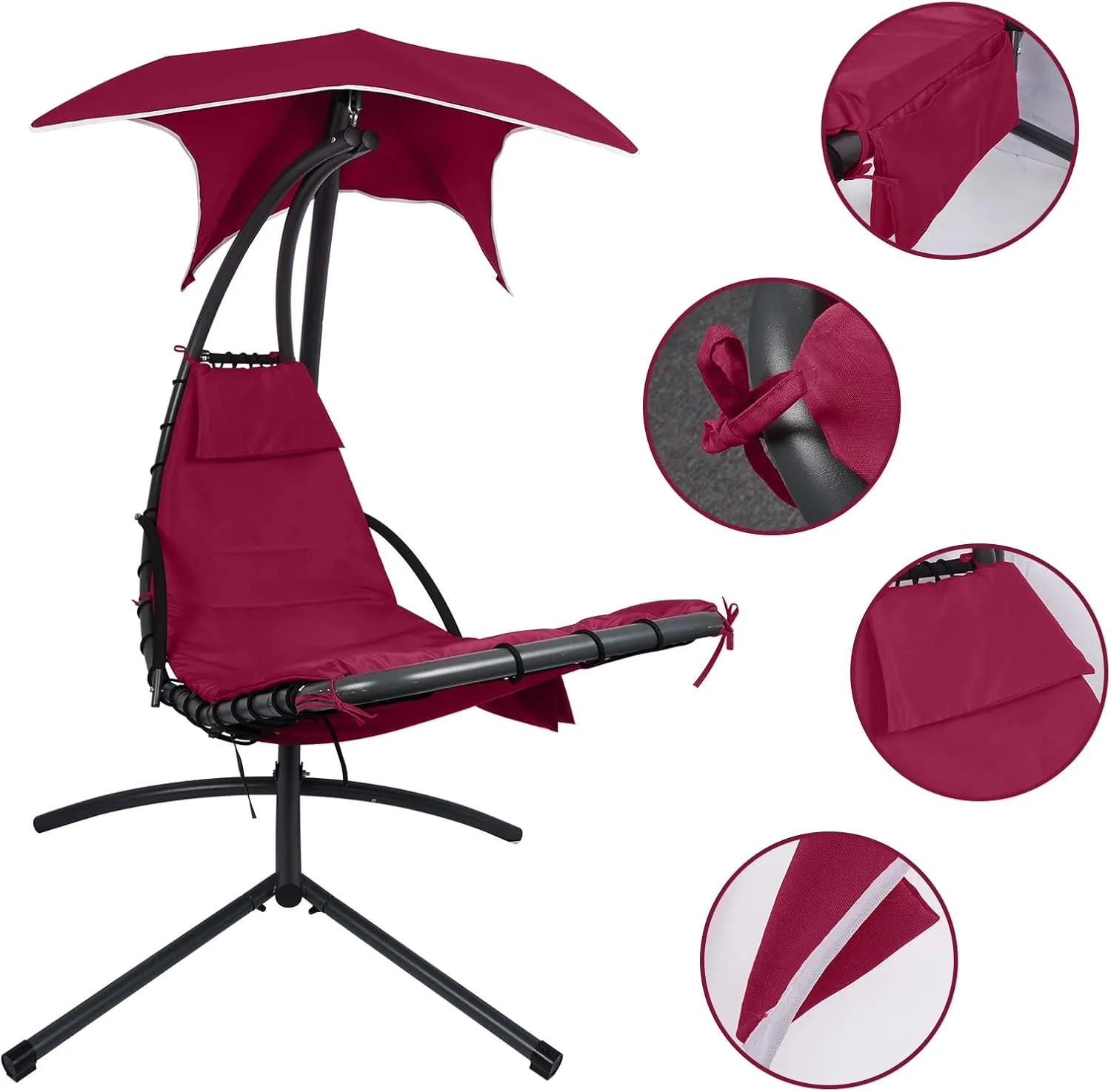 Patio Hanging Lounge Chair Replacement Cushion Cover and Umbrella Fabric, for Outdoor Hanging Hammock Chair, Outdoor Chaise Chair Pillow Pad Replacement Cushion Cover