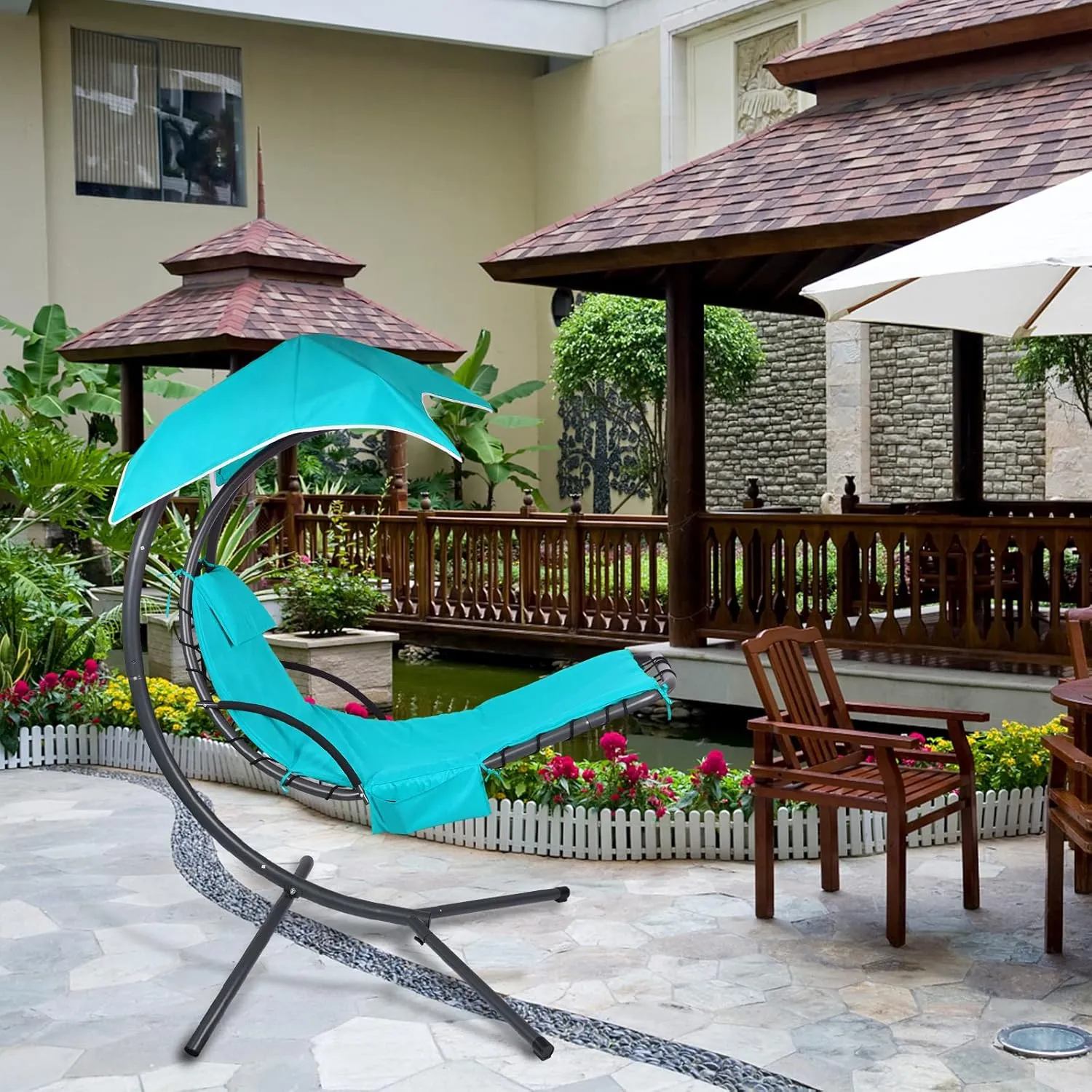 Patio Hanging Lounge Chair Replacement Cushion Cover and Umbrella Fabric,for Outdoor Hanging Hammock Chair Outdoor Chaise Chair Pillow Pad Replacement Cushion Cover