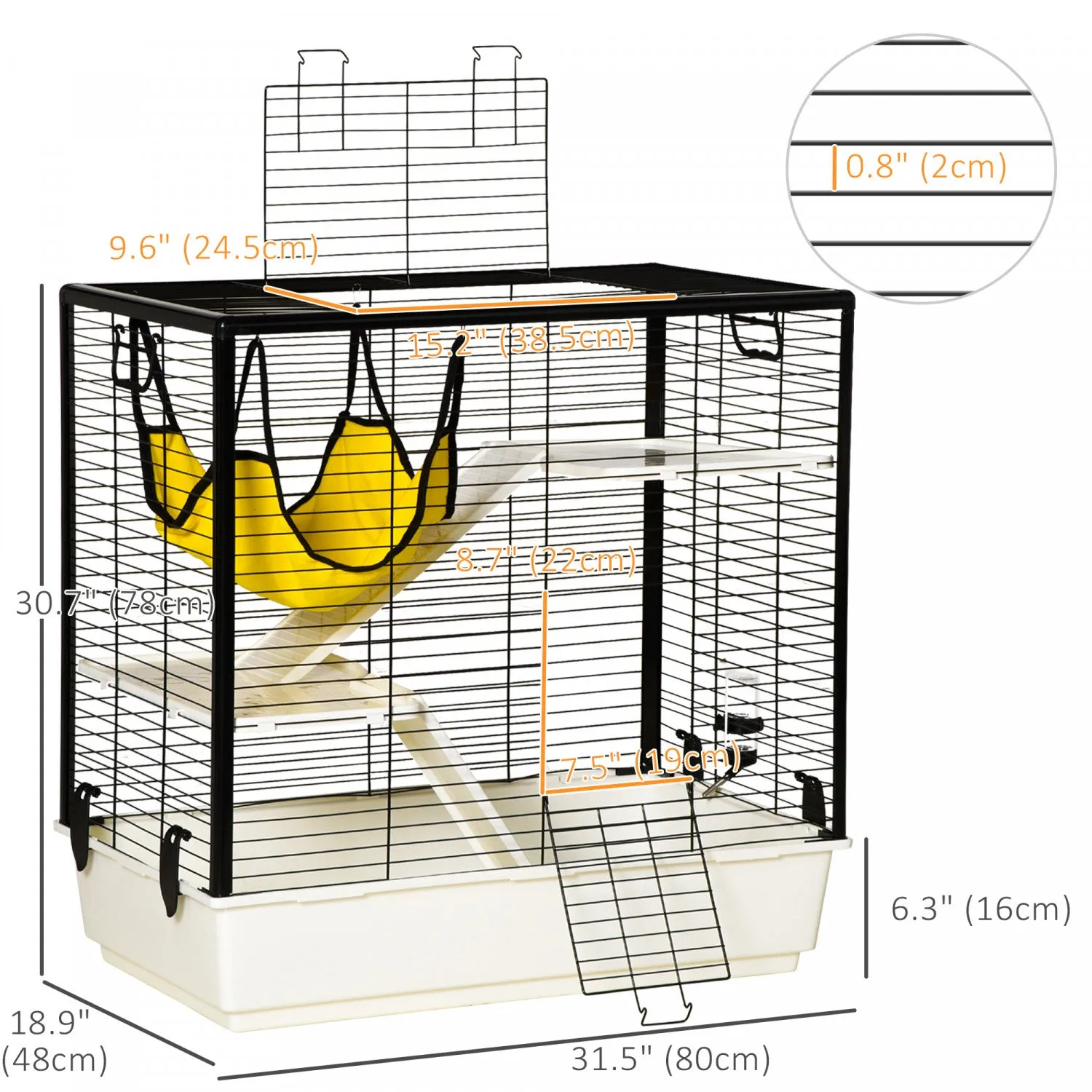 Pawhut Small Animal Cage Habitat Indoor Pet Play House For Guinea Pigs Ferrets Chinchillas, With Acc|Pawhut Cage Petit Animal Habitat Interieur Cage Pour Cochons D'inde Furets Chinchillas, Avec Accesso