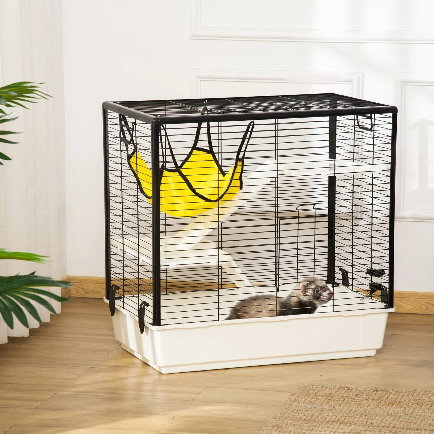 Pawhut Small Animal Cage Habitat Indoor Pet Play House For Guinea Pigs Ferrets Chinchillas, With Acc|Pawhut Cage Petit Animal Habitat Interieur Cage Pour Cochons D'inde Furets Chinchillas, Avec Accesso