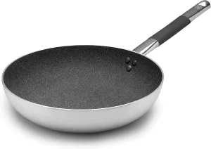 Pentole Agnelli ALSC111BGC40 Linea Shark Skin Turned Frying pan, Aluminium Stainless Steel, Silver/Black