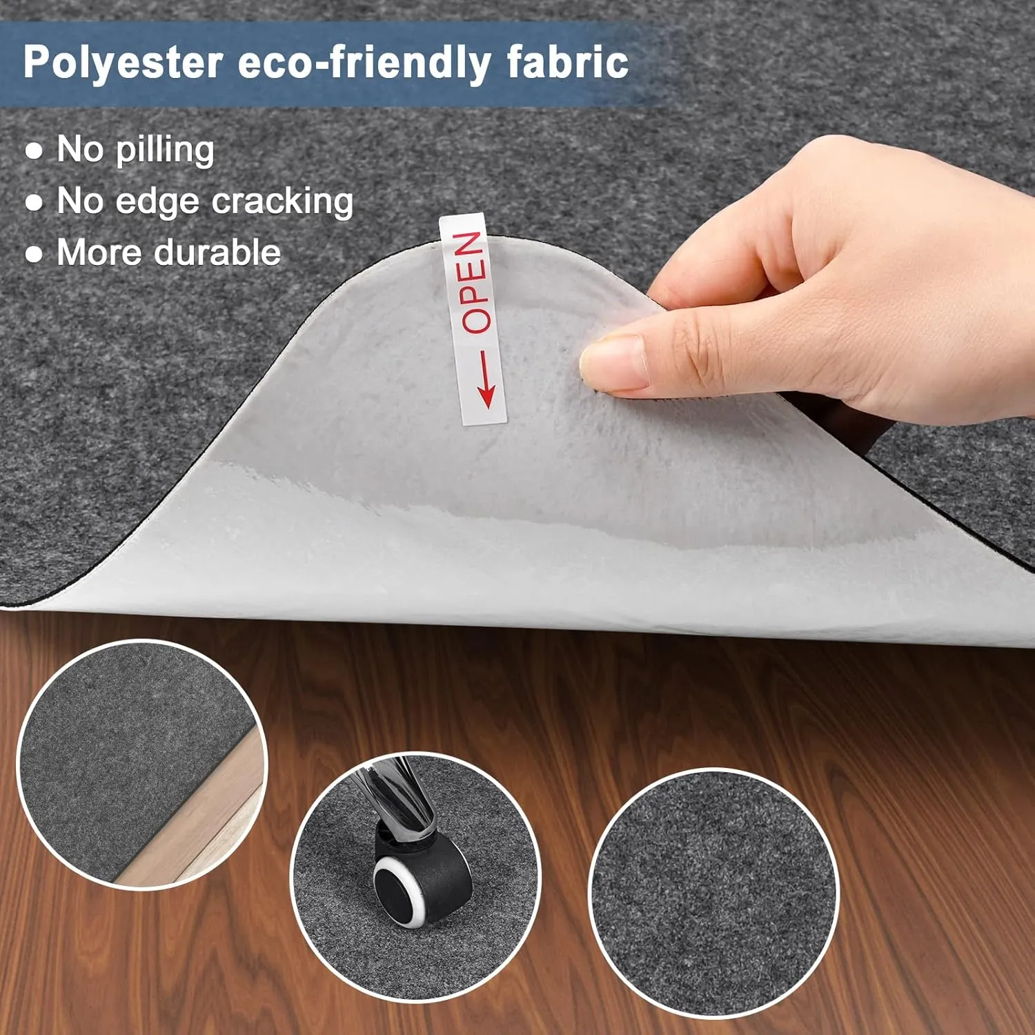 Placoot Office Chair Mat for Hardwood Floor, 55"x35" Computer Chair Rug,Under Desk Mat, Large Anti-Slip Floor Protector for Home Office