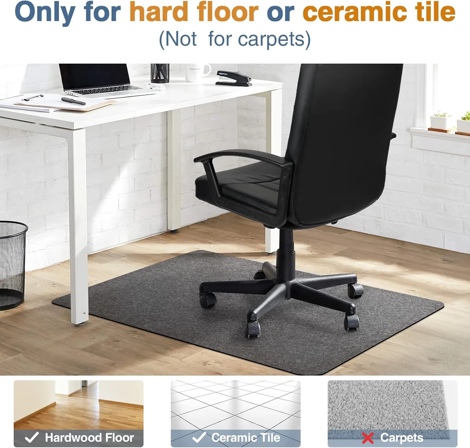 Placoot Office Chair Mat for Hardwood Floor, 55"x35" Computer Chair Rug,Under Desk Mat, Large Anti-Slip Floor Protector for Home Office