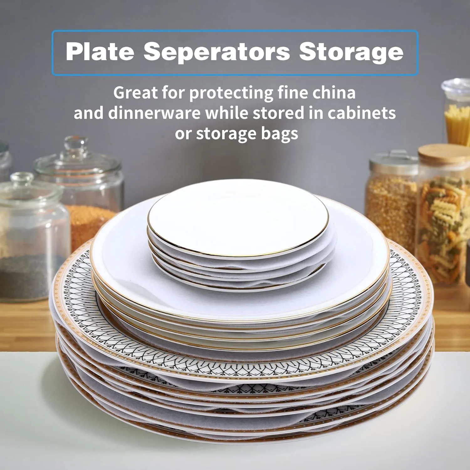 Plate Separators Storage, Set Of 60 And 3 Different Size, Thick and Premium Soft Felt Plate Dividers For China, Dish, Coffee Saucers Protecting and Stacking