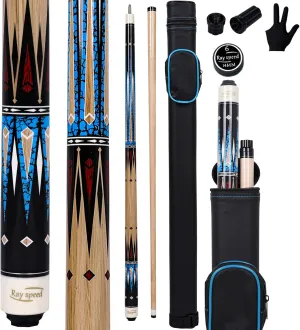 Pool Cue Stick with Hard Case Hardwood Canadian Maple Professional Billiard Pool Stick 58" 2-Pieces 19/20oz Pool Stick Set