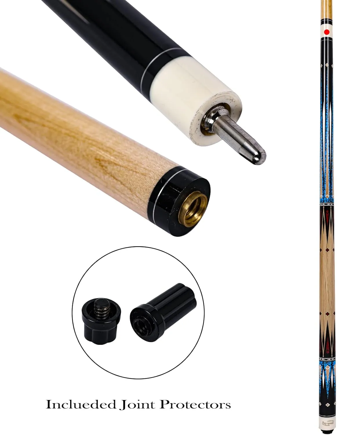 Pool Cue Stick with Hard Case Hardwood Canadian Maple Professional Billiard Pool Stick 58" 2-Pieces 19/20oz Pool Stick Set