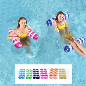 Pool Floats Adult Size - 6 Pack Pool Floaties Hammock Multi-Purpose 4-in-1 Pool Noodles Floaties for Adults (Blue, Dark Blue, Rose Red, Green, Orange, Yellow)