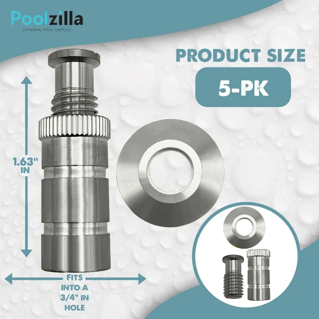 Poolzilla 5 Pack Stainless Steel Pool Cover Anchors for Concrete and Pavers, Made of High Grade SS 304 for Added Durability