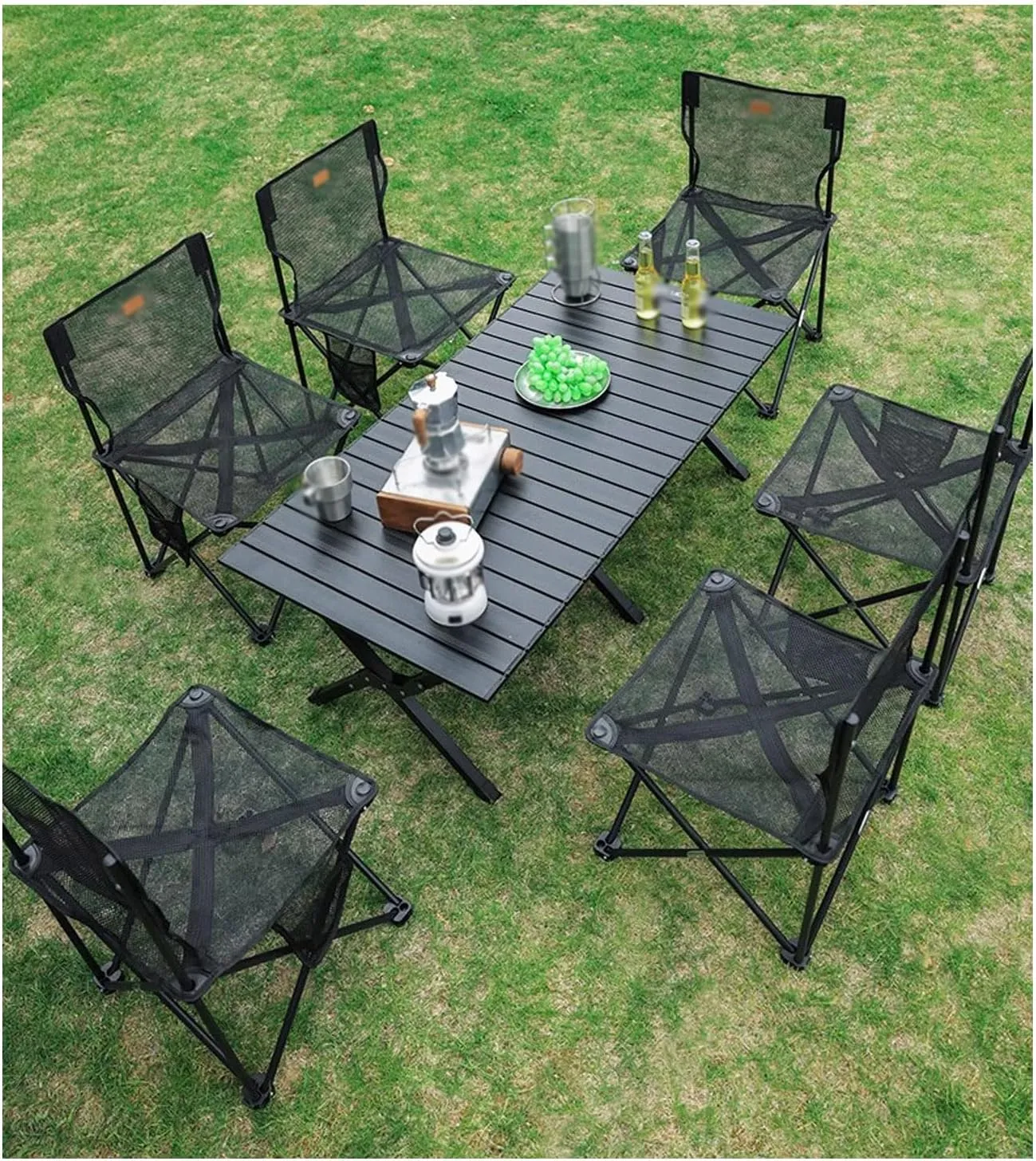 Portable Camping Chair - Outdoor Folding Chaise, Breathable Mesh Fabric, Side Storage Bag, Load Bearing Capacity of 150kg, Suitable for Various Outdoor Activities, 39CM*39CM*65CM, Black