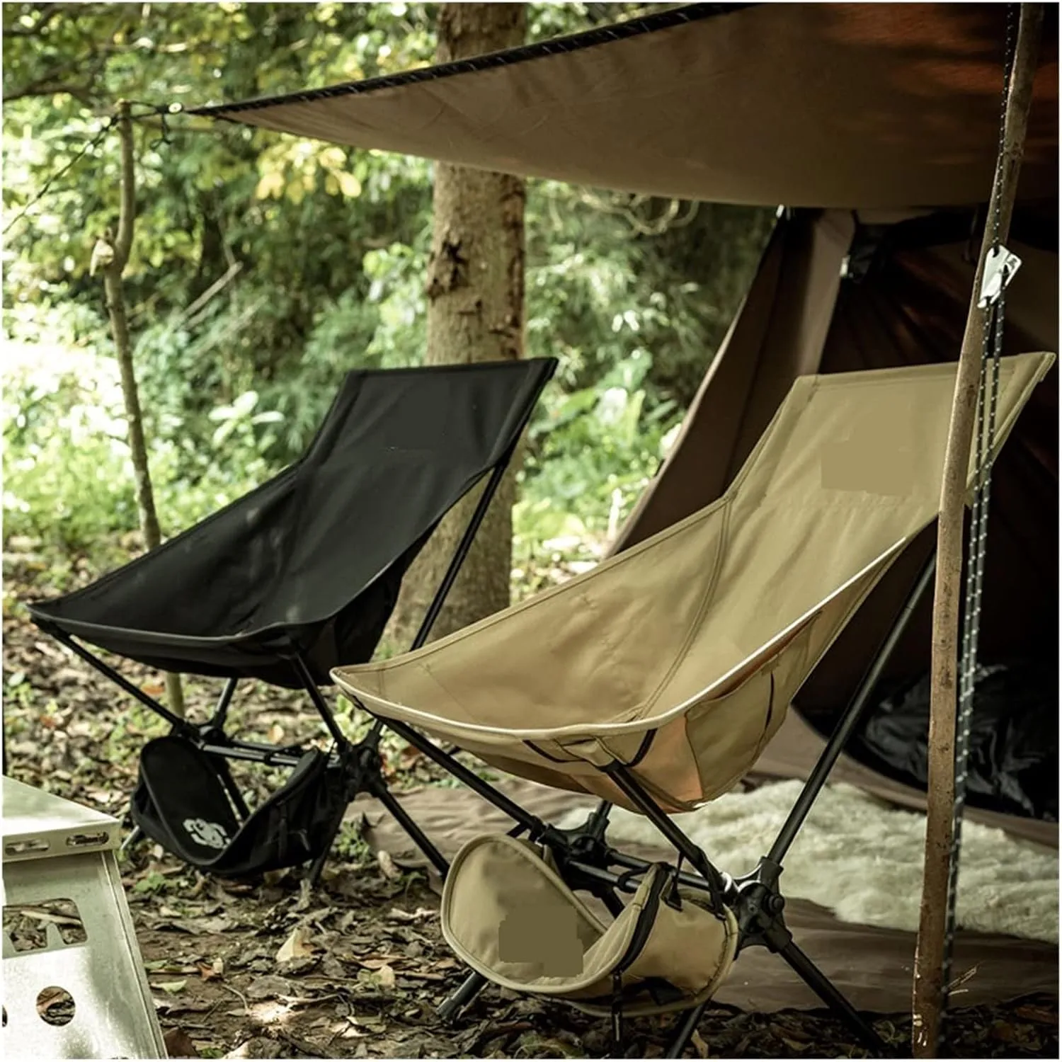 Portable Camping Chairs Outdoor High Back Chair for Fishing Trekking BBQ Parties Gardening Indoor Use (C)