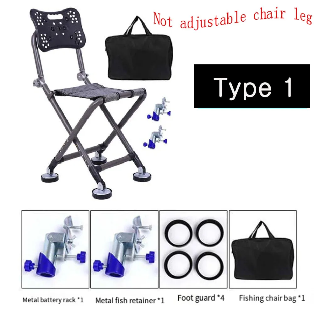 Portable Fishing Chair Folding Fish Chair 180 Degree Adjustable Backrest Four-leg Recliner Aluminum Alloy Camping Chair Stool