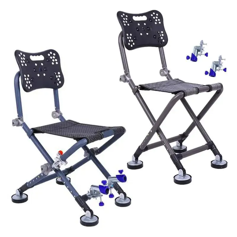 Portable Fishing Chair Folding Fish Chair 180 Degree Adjustable Backrest Four-leg Recliner Aluminum Alloy Camping Chair Stool