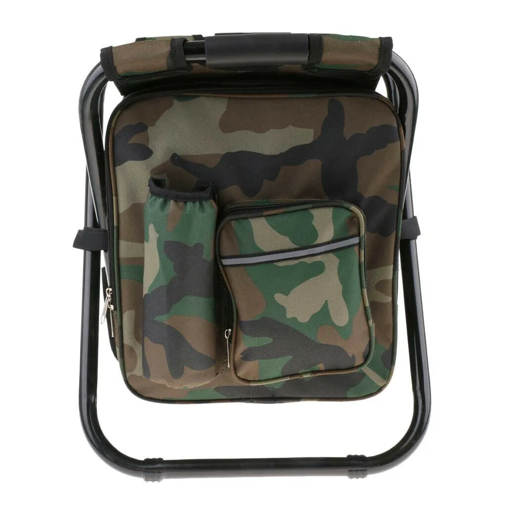 Portable Folding Backpack Chair Camping Stool Cooler Bag Rucksack Beach Fishing 150kg load Green-ACT