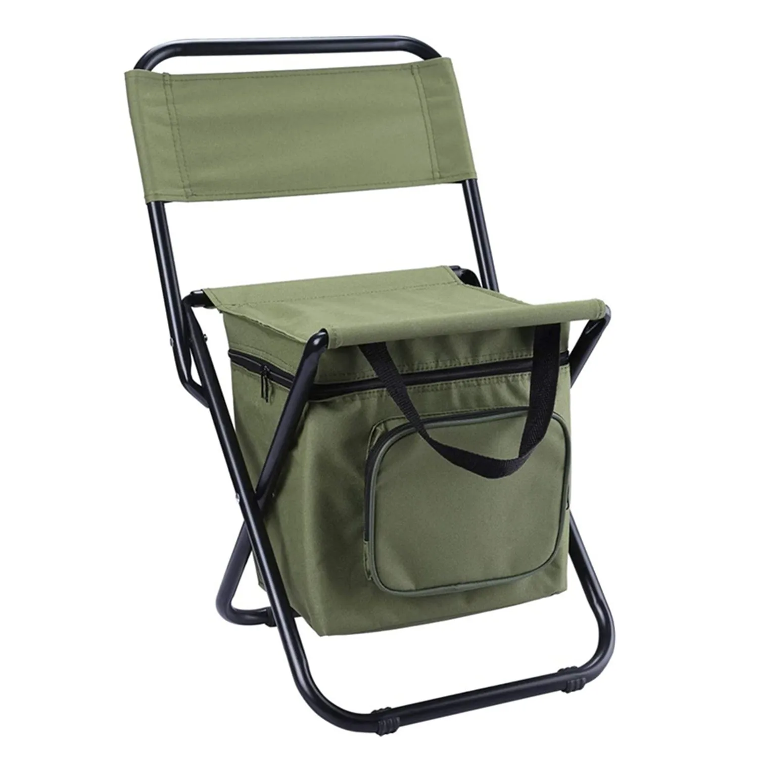 Portable Folding Chair Outdoor Stool with Cooler Bag for Camping, Fishing, Painting, Beach, Travelling, BBQ