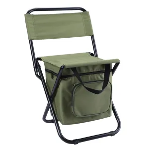 Portable Folding Chair Outdoor Stool with Cooler Bag for Camping, Fishing, Painting, Beach, Travelling, BBQ