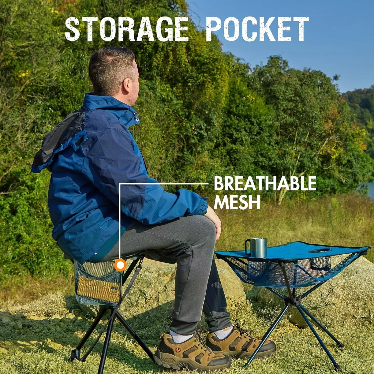 PORTAL Tall Folding Tripod Stool for Outdoor Camping Walking Hunting Hiking Fishing Travel, Support 225 lbs