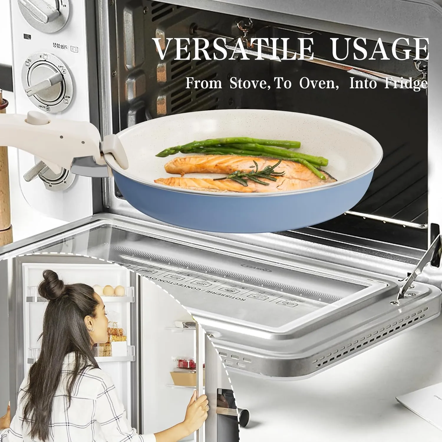 Pots and Pans Set - Ceramic Cookware Set Detachable Handle Pots and Pans With Removable Handles Kitchen Pans for Cooking Pot Set Nonstick Non Toxic Camping Cookware for RV Travel Gift
