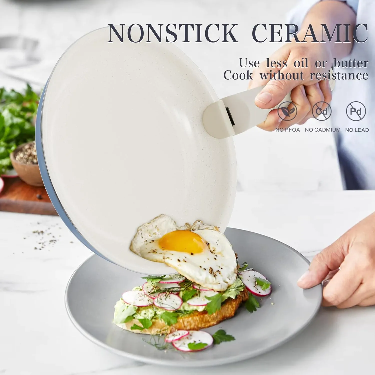 Pots and Pans Set - Ceramic Cookware Set Detachable Handle Pots and Pans With Removable Handles Kitchen Pans for Cooking Pot Set Nonstick Non Toxic Camping Cookware for RV Travel Gift