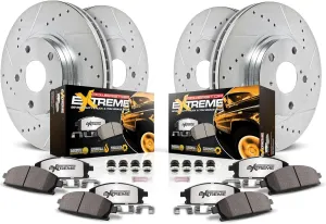 Power Stop K8026-36 Front and Rear Truck & Tow Drilled and Slotted Rotors and Z36 Carbon-Fiber Ceramic Brake Pads Brake Kit For Ford Expedition Ford F-150 Linicoln Navigator