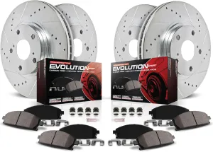 Power Stop K8026 Front and Rear Brake Kit For 2018-2021 Ford Expedition | 2018-2020 Ford F-150 | 2018-2021 Lincoln Navigator Z23 Carbon Fiber Brake Pads with Drilled and Slotted Brake Rotors