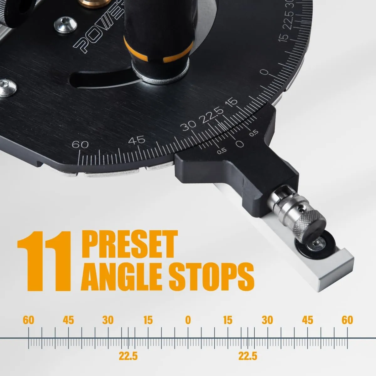 POWERTEC Precision Miter Gauge System for Table Saw Kit w/Telescoping Fence | 11 Preset Angle Stops, Extension Fence with Scale and Flip Stop (71766)