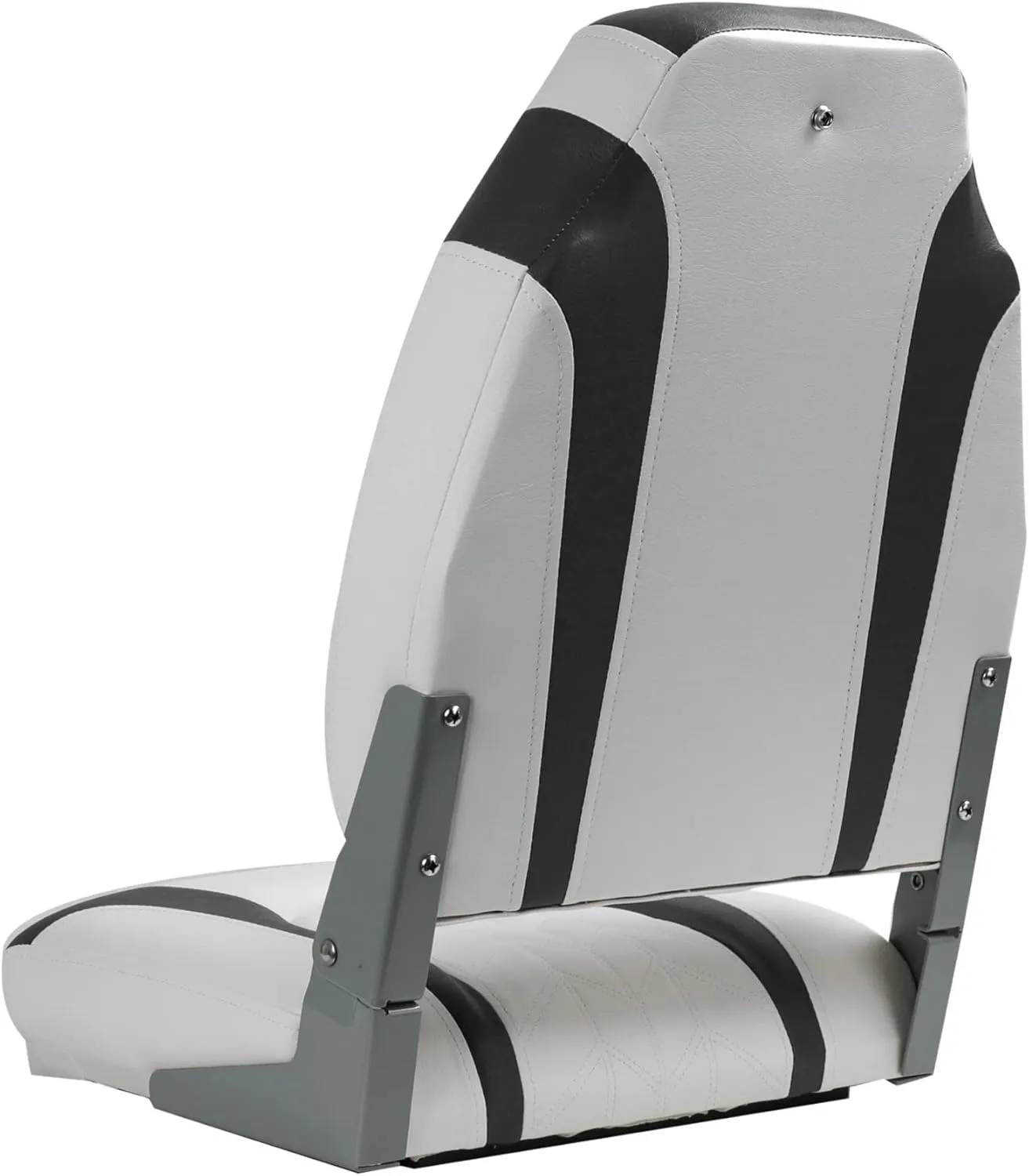 Premium Marine A Pair of High Back Folding Boat Seat, Fishing Marine Seats with Stainless Steel Screws, White/Charcoal(2 Seats)