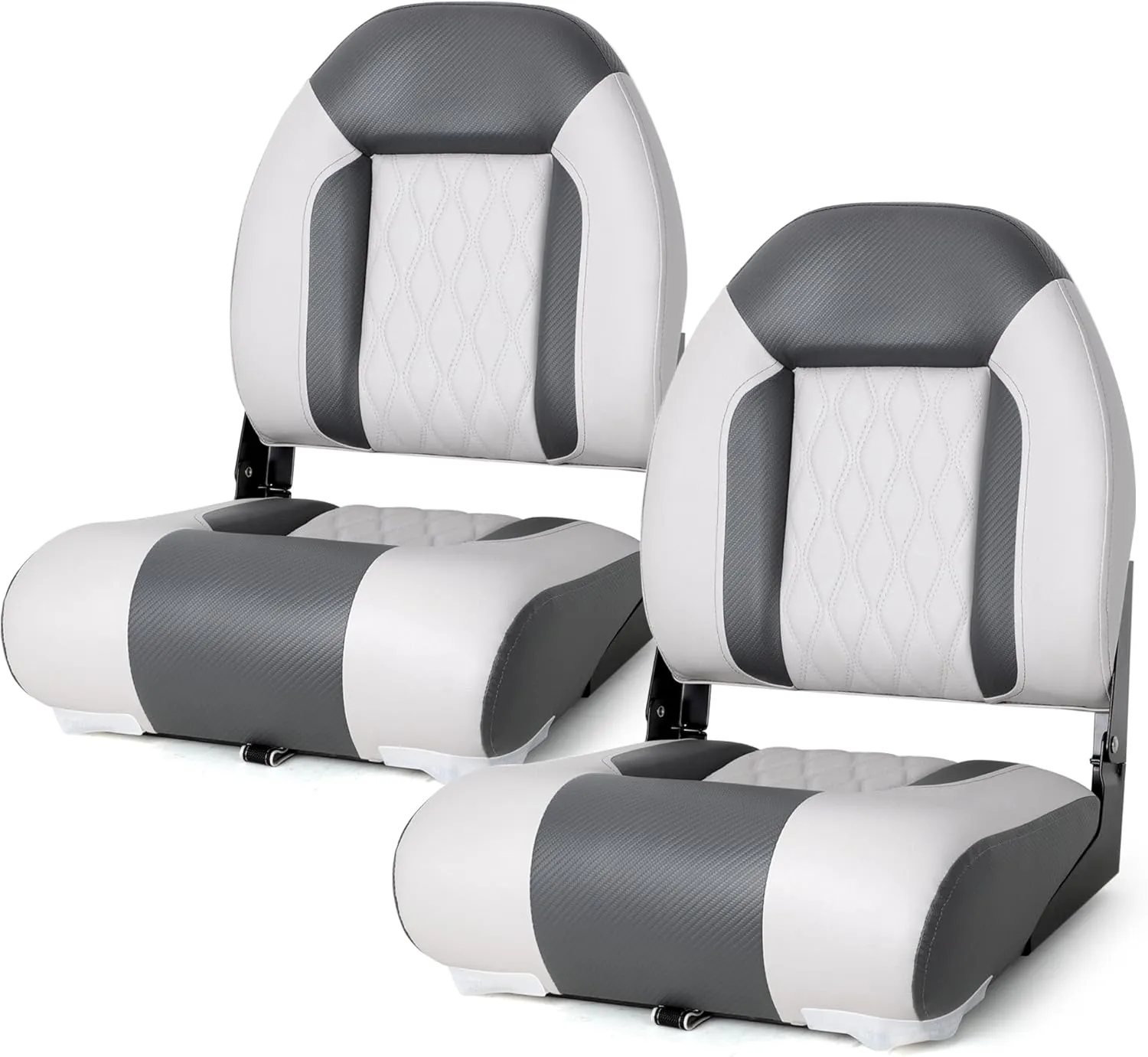 Premium Marine A Pair of High Back Folding Boat Seat, Fishing Marine Seats with Stainless Steel Screws