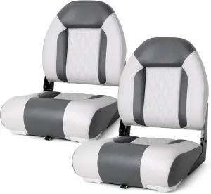 Premium Marine A Pair of High Back Folding Boat Seat, Fishing Marine Seats with Stainless Steel Screws