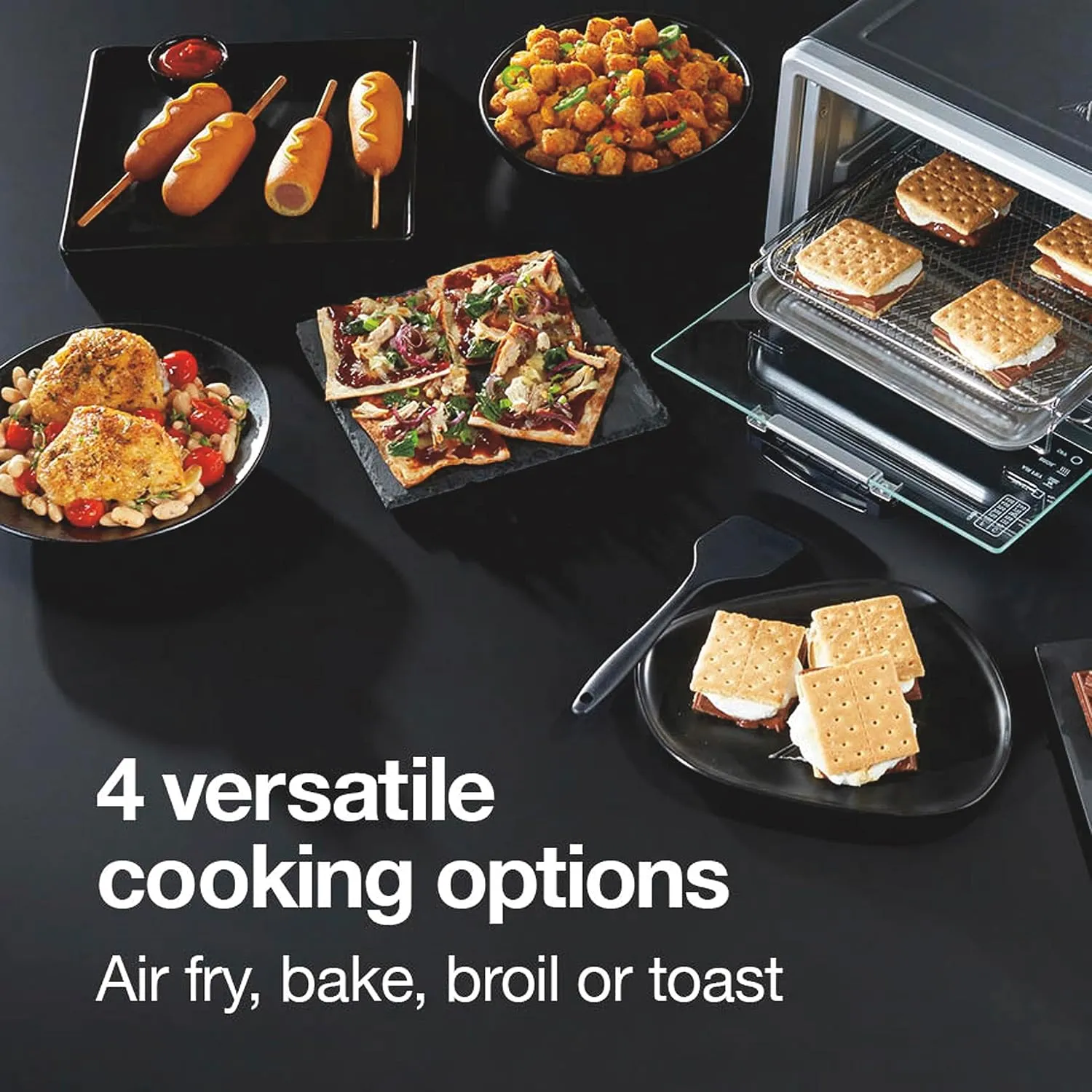 Proctor Silex Simply-Crisp Air Fryer Toaster Oven Combo with 4-in-1 Functionality (Air Fry, Bake, Broil & Toast), 1200 Watts, Fits 4 Slices or Personal Pizza, Auto Shutoff, Black (31265)