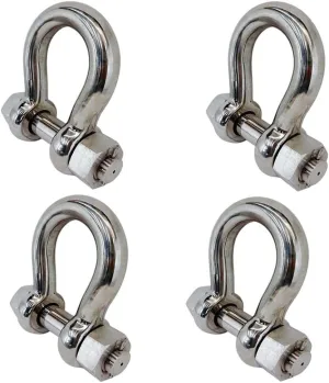 Prolinemax 4 Pcs Marine Stainless Steel T316 5/16" Bolt Pin Anchor Shackle 1,300 Lbs WLL