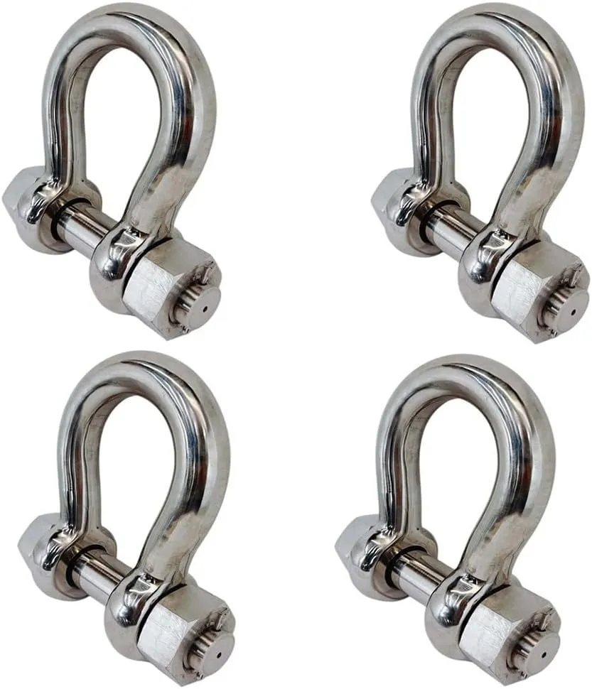 Prolinemax 4 Pcs Marine Stainless Steel T316 5/16" Bolt Pin Anchor Shackle 1,300 Lbs WLL