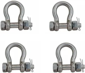 Prolinemax 4 Pcs Marine Stainless Steel T316 Drop Forged 5/16" Bolt Pin Anchor Shackle 1,300 Lbs WLL