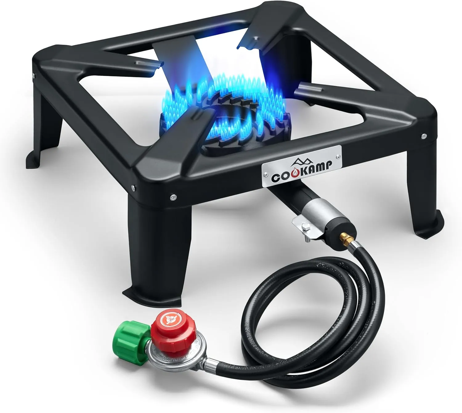 Propane Burner for Outdoor Cooking, 120,000 BTU Single 7" Round Burner, 16" Square Steel Cooktop！SA1730