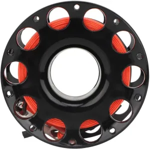 Qiilu Diving Spool Reel, 30m 4 Colors Stainless Steel Plastic Diving Finger Spool Reel Diver Underwater Accessory(Orange line) (Black Wheel)