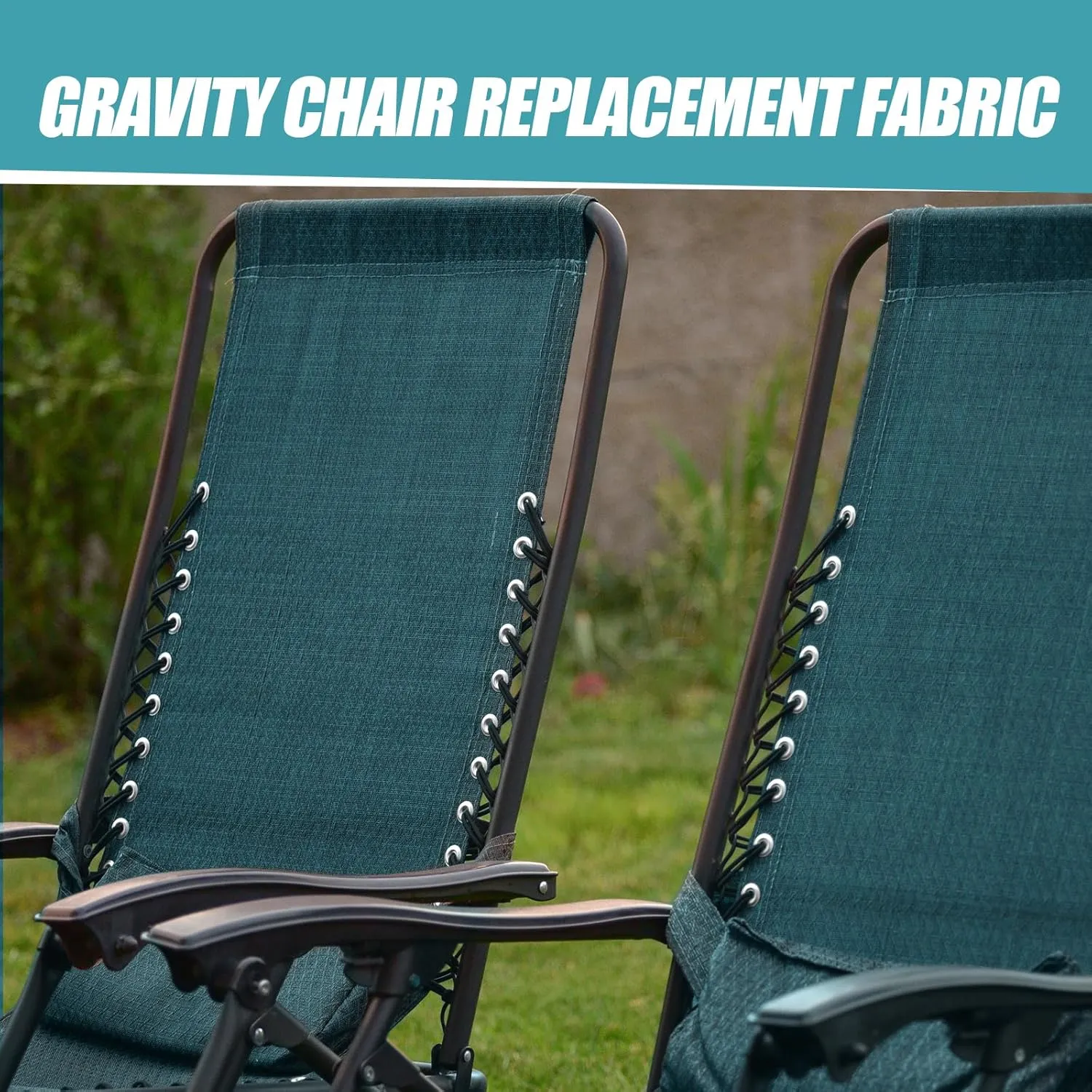 Queekay Chair Replacement Fabric with 4 Bungee Cord Lounge Chair Cloth Mesh Repair Kit for Patio Recliner Outdoor Lawn Pool (63 x 17 Inch,Forest Green)