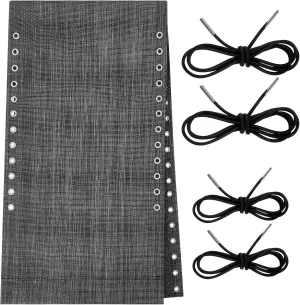 Queekay Chair Replacement Fabric with 4 Bungee Cord Lounge Chair Cloth Mesh Repair Kit for Patio Recliner Outdoor Lawn Pool(63 x 17 Inch,Black Grey)