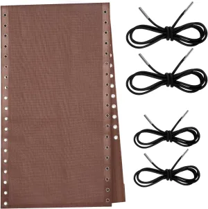 Queekay Chair Replacement Fabric with 4 Bungee Cord Lounge Chair Cloth Mesh Repair Kit for Patio Recliner Outdoor Lawn Pool(63 x 17 Inch,Brown)