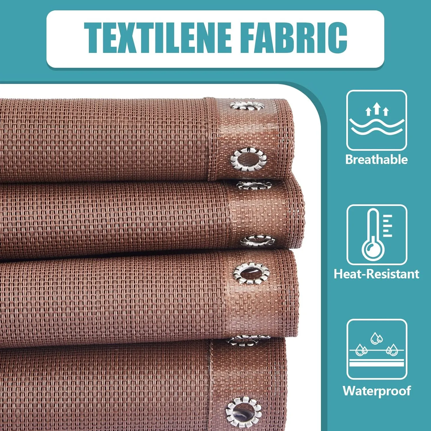 Queekay Chair Replacement Fabric with 4 Bungee Cord Lounge Chair Cloth Mesh Repair Kit for Patio Recliner Outdoor Lawn Pool(63 x 17 Inch,Brown)