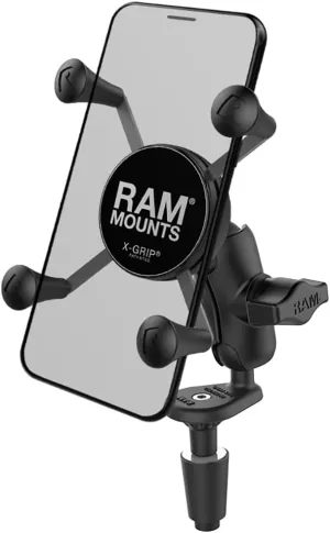 RAM Mounts X-Grip Phone Holder with Motorcycle Fork Stem Base RAM-B-176-A-UN7U with Short Arm for Stems 12mm to 38mm in Diameter