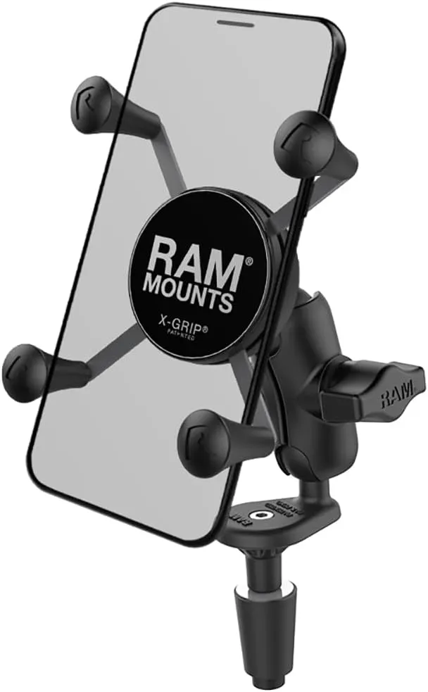 RAM Mounts X-Grip Phone Holder with Motorcycle Fork Stem Base RAM-B-176-A-UN7U with Short Arm for Stems 12mm to 38mm in Diameter