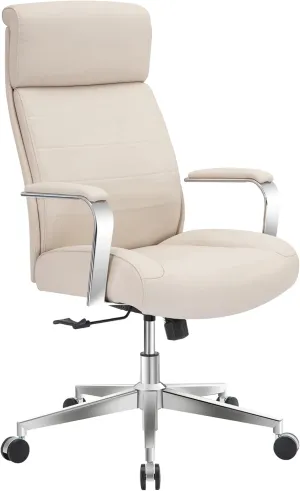 Realspace® Modern Comfort Modee Vegan Leather High-Back Executive Office Chair, Sand/Chrome, BIFMA Compliant