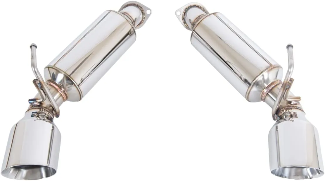 Replacement For 2009-2021 Nissan Z34 370Z STAINLESS STEEL ANODIZED SILVER Muffler Axle Back 4.5" Double Wall Dual Tips Exhaust EXT-MD005