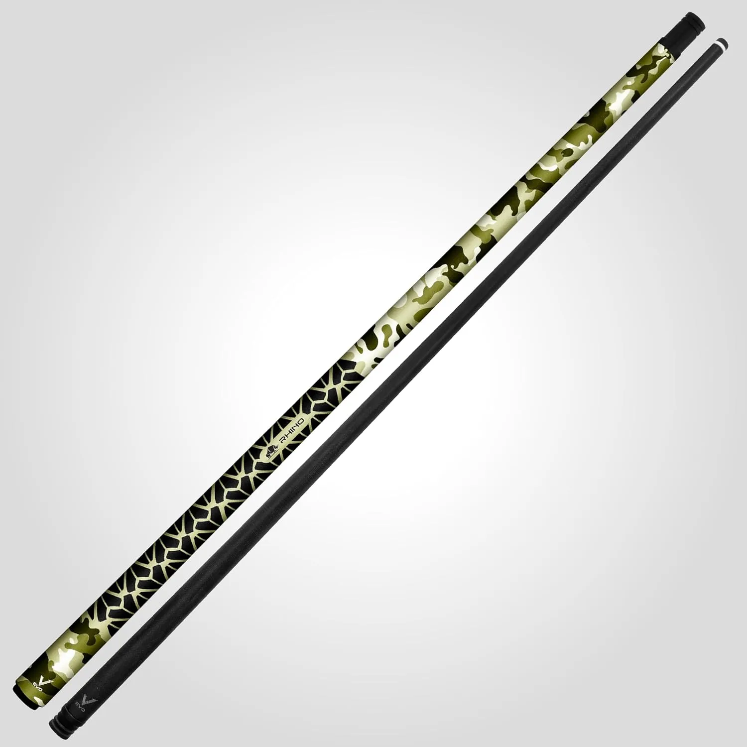 RHINO EVO CAMO Pool Cue - Navy, Forest, Desert, Urban - 3/8-8 Joint - Glass Fiber Shaft, 12.5mm Tip Diameter, Thin Conical Taper. Composite Butt