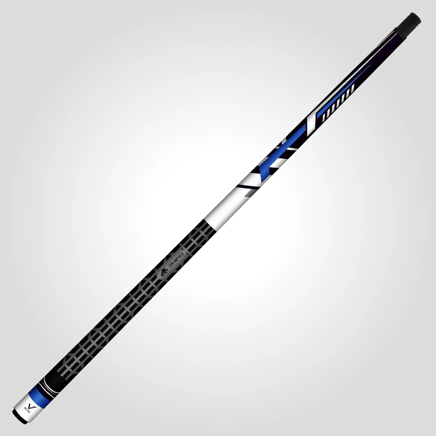 RHINO EVO - Racing Pool Cue - Yellow, Red, Blue - 3/8-8 Joint - Glass Fiber Shaft, 12.5mm Tip Diameter, Thin Conical Taper. Composite Butt