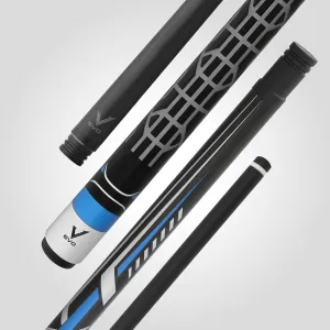 RHINO EVO - Racing Pool Cue - Yellow, Red, Blue - 3/8-8 Joint - Glass Fiber Shaft, 12.5mm Tip Diameter, Thin Conical Taper. Composite Butt