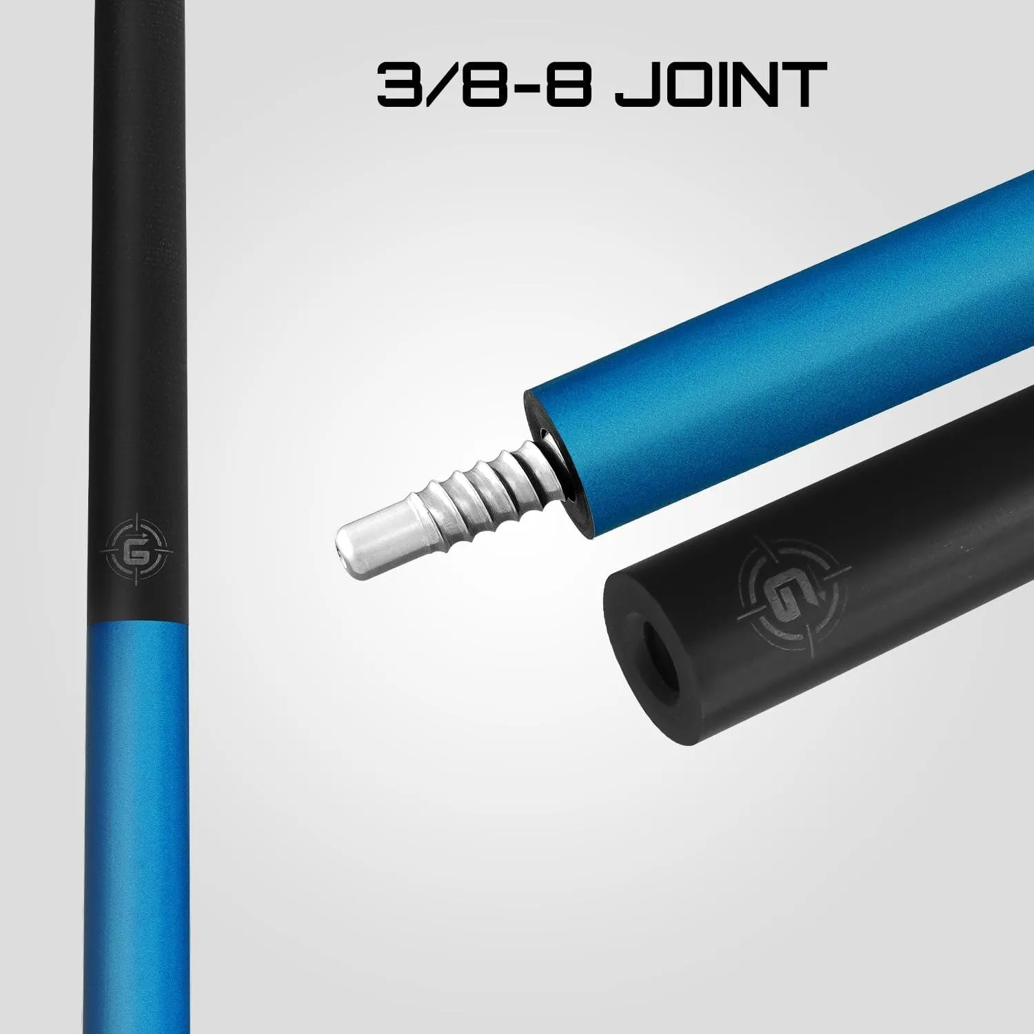 RHINO G-L Pool Cue - Black, Blue, Gray, Orange, Mint, Sliver, White - Wrapless (3/8-8 Joint) - Glass Fiber Shaft, 12.5mm Tip Diameter, Thin Conical Taper. Composite Butt