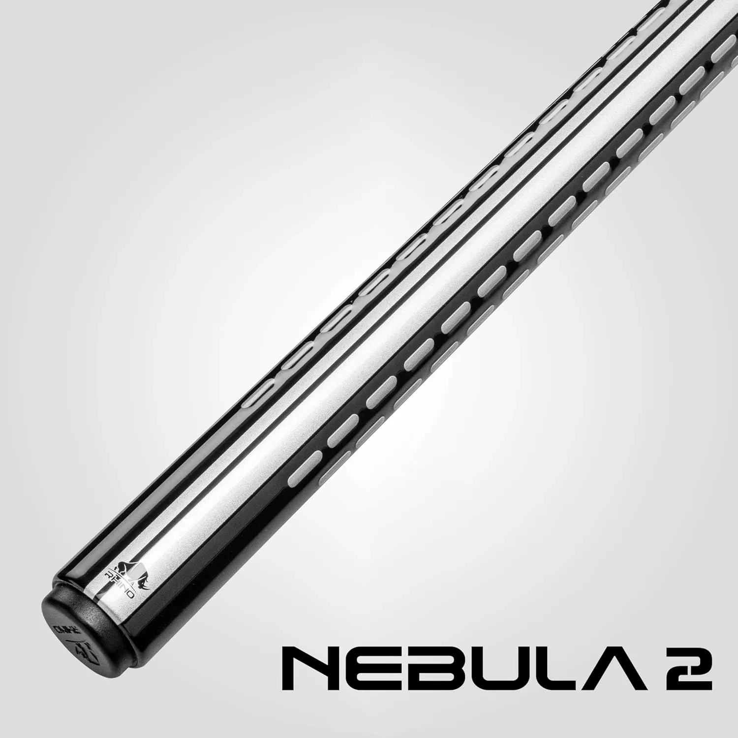 RHINO Nebula 2 Pool Cue - 100% Carbon Fiber Shaft & Composite Butt. Time Crystal Tip, Pro Taper Design, 12.4 mm,12.8 mm. 3/8-8 Joint, 3D Friction Grip. Low Deflection Pool Cue