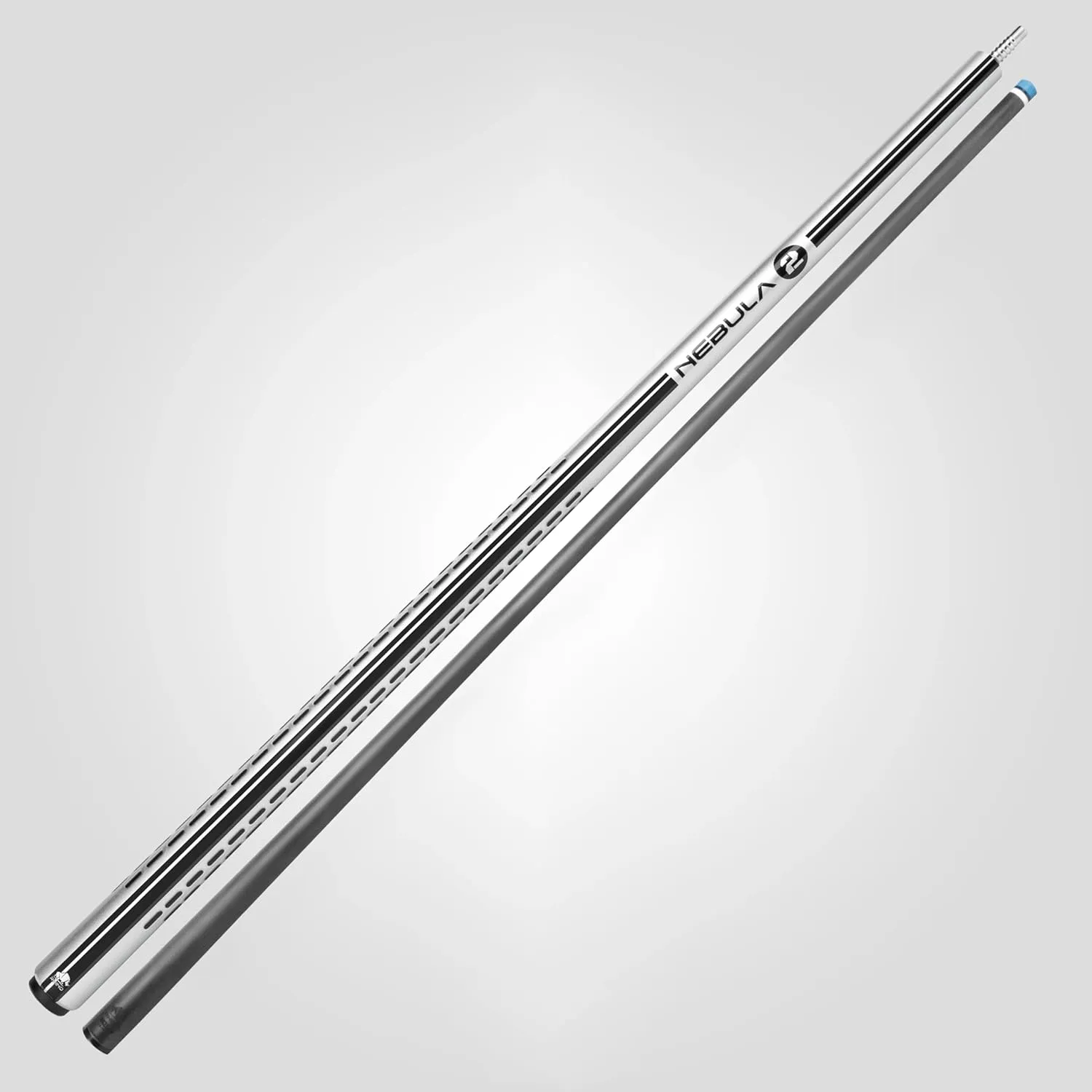 RHINO Nebula 2 Pool Cue - 100% Carbon Fiber Shaft & Composite Butt. Time Crystal Tip, Pro Taper Design, 12.4 mm,12.8 mm. 3/8-8 Joint, 3D Friction Grip. Low Deflection Pool Cue