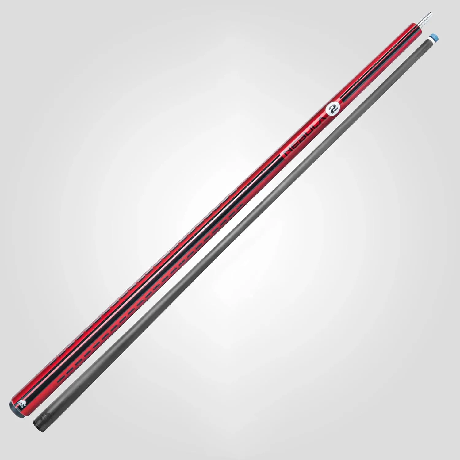 RHINO Nebula 2 Pool Cue - 100% Carbon Fiber Shaft & Composite Butt. Time Crystal Tip, Pro Taper Design, 12.4 mm,12.8 mm. 3/8-8 Joint, 3D Friction Grip. Low Deflection Pool Cue