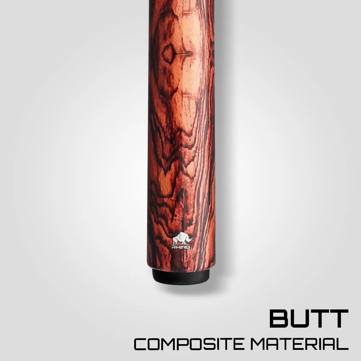 RHINO Retro Pool Cue - Cocobolo, Bocote, Ebony, Snakewood, Thuya - 3/8-8 Joint - 12.5 mm Tip Diameter